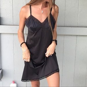 Black lace slip dress
